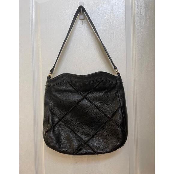 Nyla Noor black leather quilted shoulder purse vintage - Picture 1 of 13